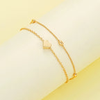 Fashion Imitation Pearl Heart Jewelry Set For Women Gold Silver Color Round Beads Necklace Bracelet Set Daily Wear Accessories