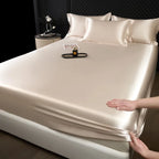 100% Mulberry Silk Bed Sheet Set – 3 Piece Smooth Satin Bedding with Pillow