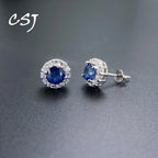 Natural Sapphire Stud Earrings Sterling 925 Silver Gemstone 5mm 1.2 Carat
