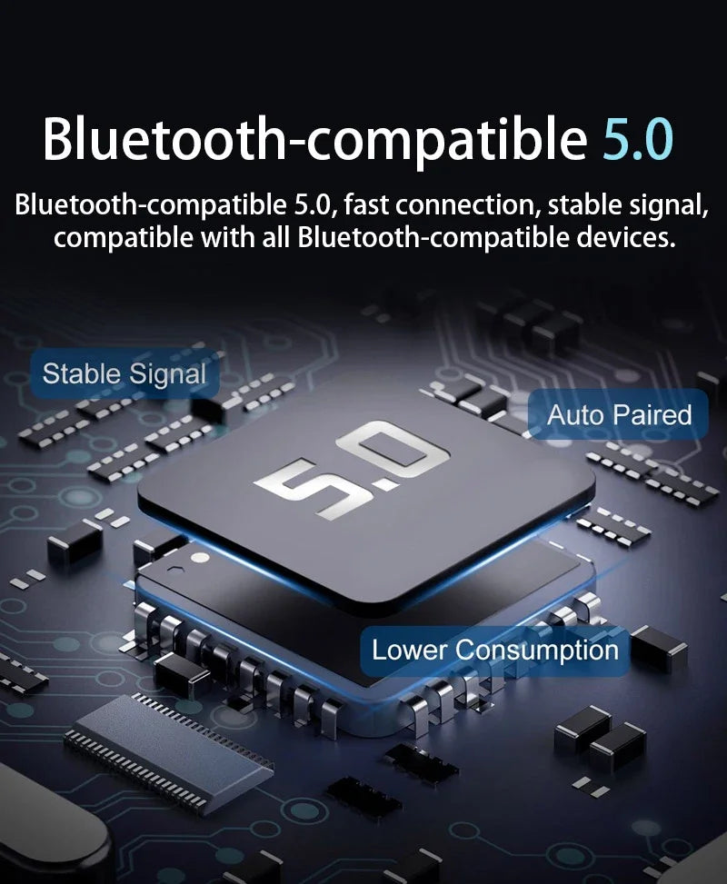 Electronic component with Bluetooth 5.0 branding on a circuit board background