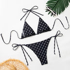 Black polka dot sexy bikini two-piece beach vacation swimsuit
