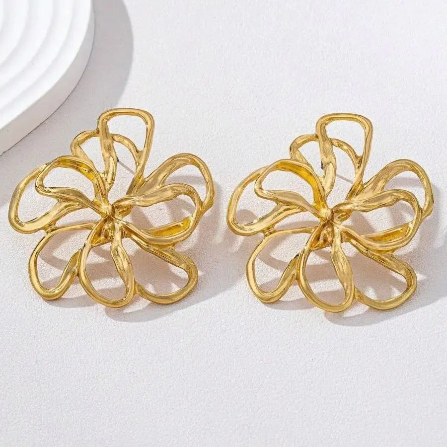 Big Flower Stud Earrings Bohemian Chic Jewelry