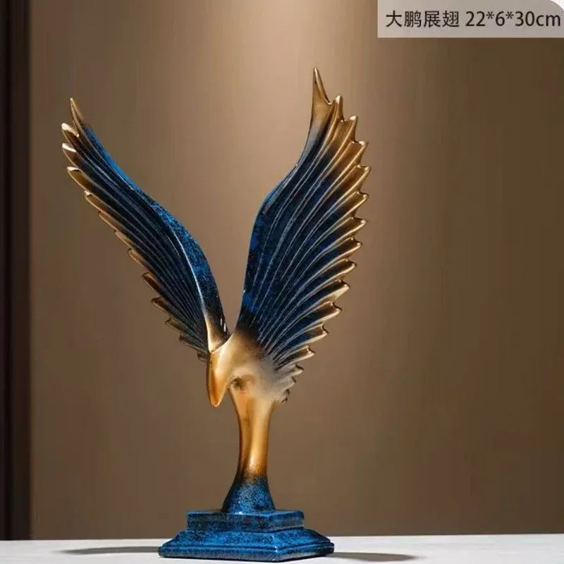 Eagle statue with open wings on a plain background
