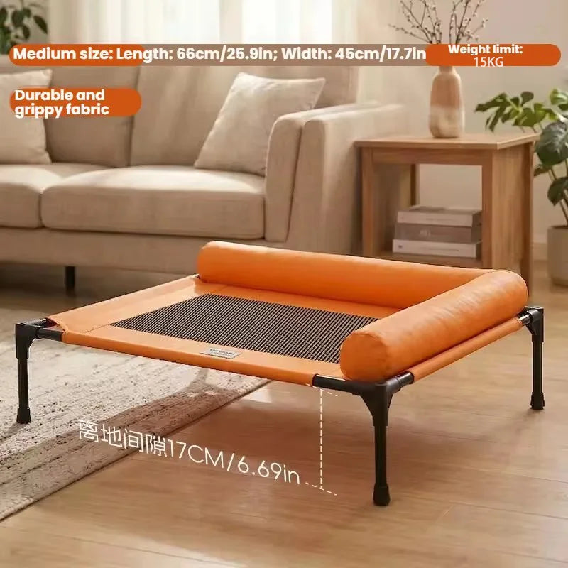 Elevated Cooling Mesh Dog Cot Breathable Moisture Resistant Bed With Pillow Four Seasons Use Indoor For Dog Cat Pet Supplies