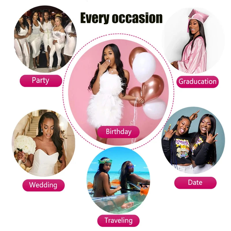 Promotional graphic for women's attire with various occasions listed.