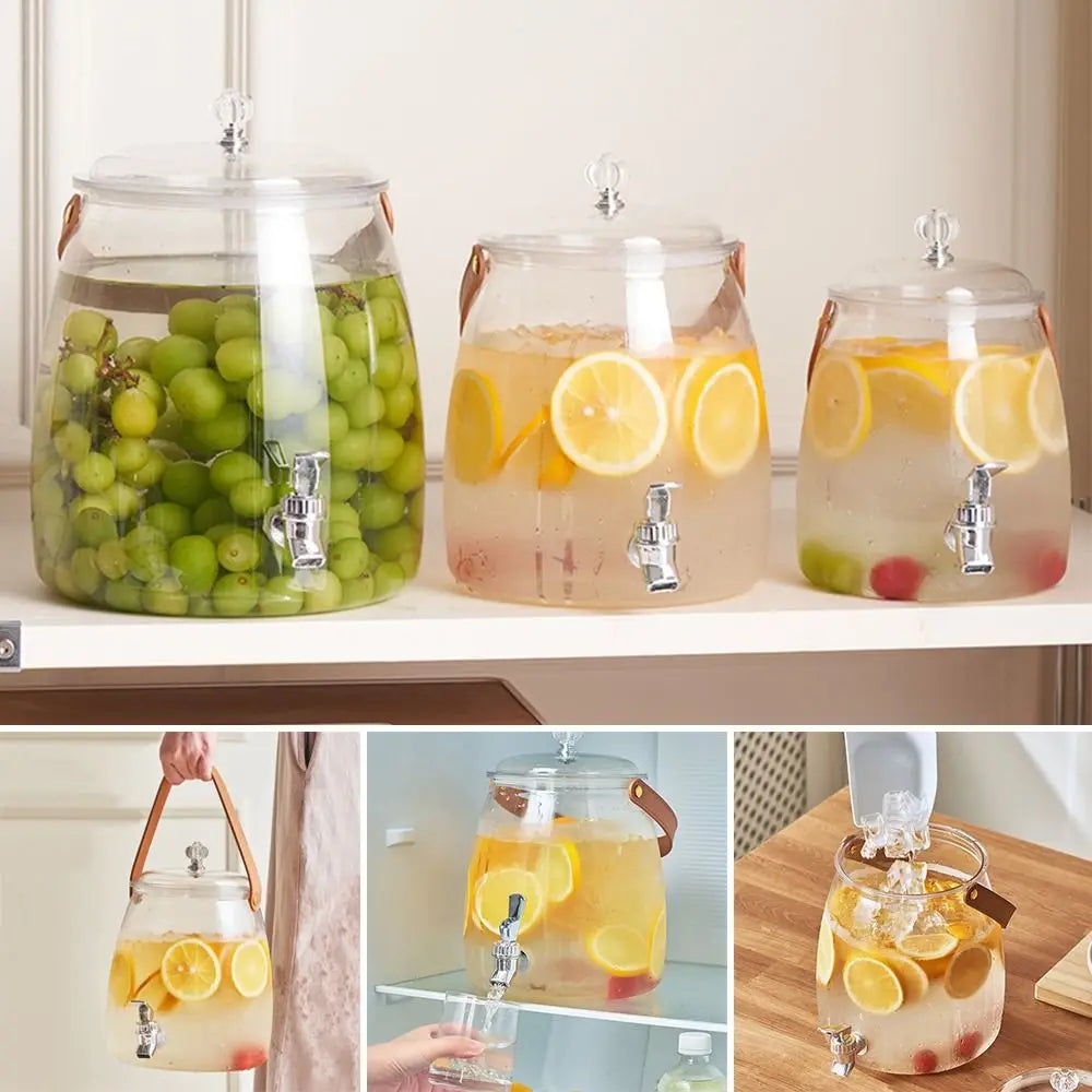 3/5/9L Large Capacity Cold Water Kettle with Tap Clear Fruit Tea Cold Brewing Kettle Drink Dispensers
