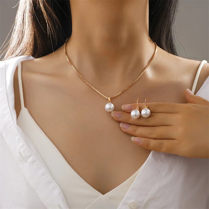 Pearl Pendant Imitation Jewelry Set for Women