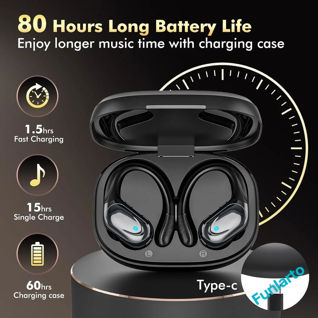 Sport Wireless Headphone TWS Wireless Earphones Bluetooth 5.3 Earbuds with ENC Noise Cancellation Mic IP7 Waterproof for Running
