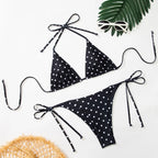 Black polka dot sexy bikini two-piece beach vacation swimsuit