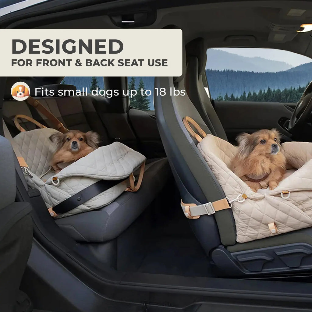 Dog Car Seat for Small Dogs, 3-in-1 Travel Carrier & Dog Bed for Car, Washable, Anti-Slip, Safety Straps, Fits Front & Back Seat