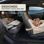 Dog Car Seat for Small Dogs, 3-in-1 Travel Carrier & Dog Bed for Car, Washable, Anti-Slip, Safety Straps, Fits Front & Back Seat