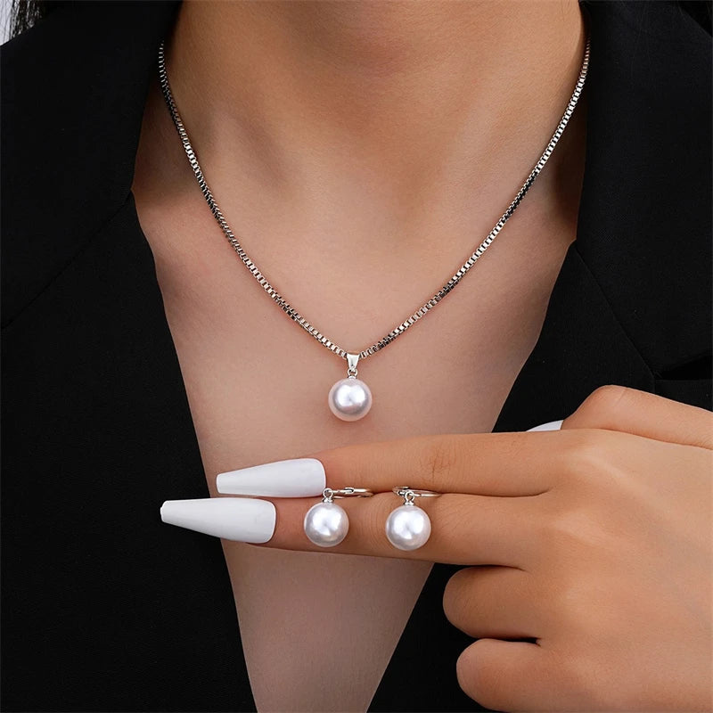 Pearl Pendant Imitation Jewelry Set for Women