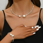 2Pcs Pearl Necklace Bracelet Set