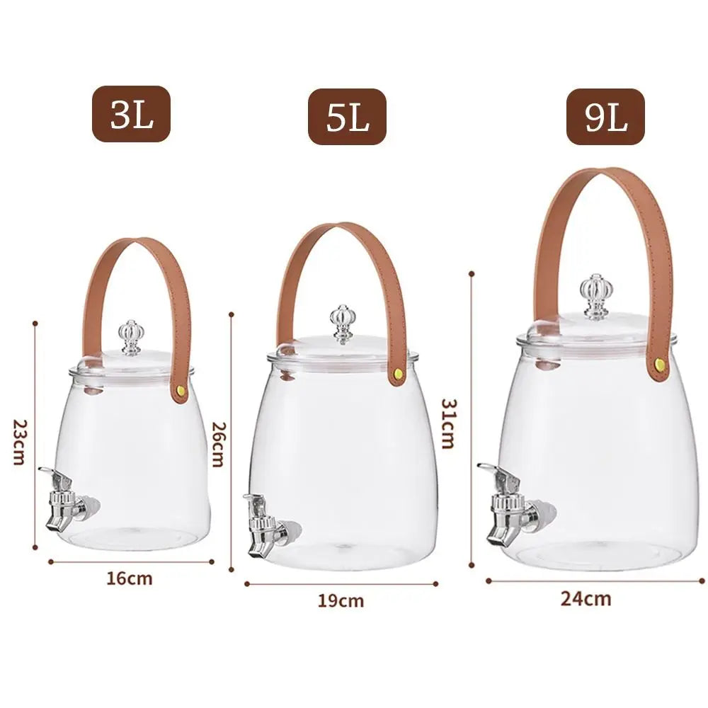 3/5/9L Large Capacity Cold Water Kettle with Tap Clear Fruit Tea Cold Brewing Kettle Drink Dispensers