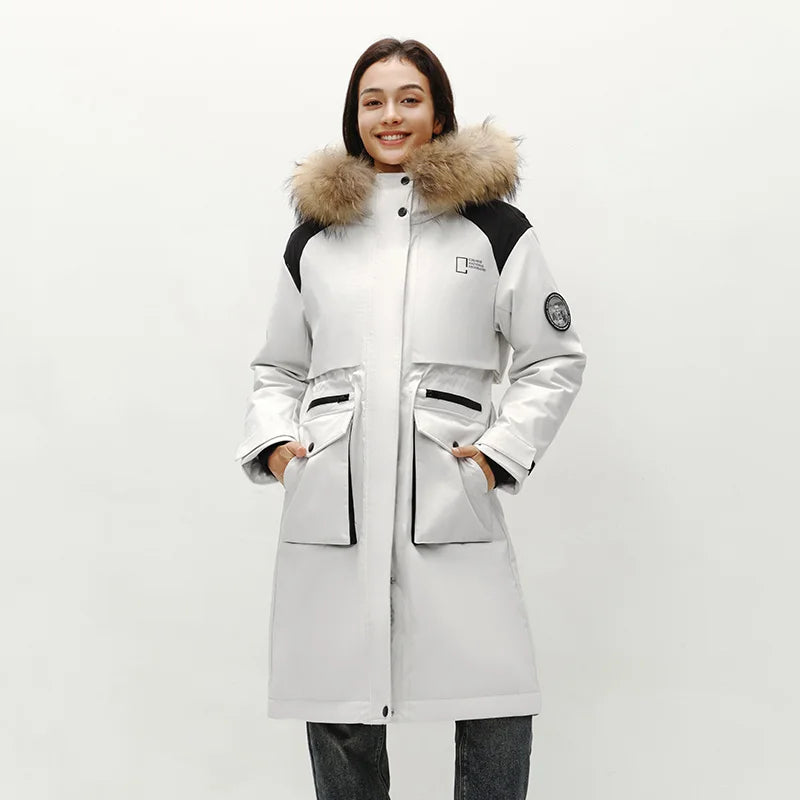 Down Jacket Women Goose Down Winter Waterproof Oil-proof Stain-proof Outerwear