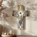Cross Wall Decor Christian Wooden Home Decor Retro Blessed Church Hanger Decoration for Christmas Entryway Hallway Bedroom