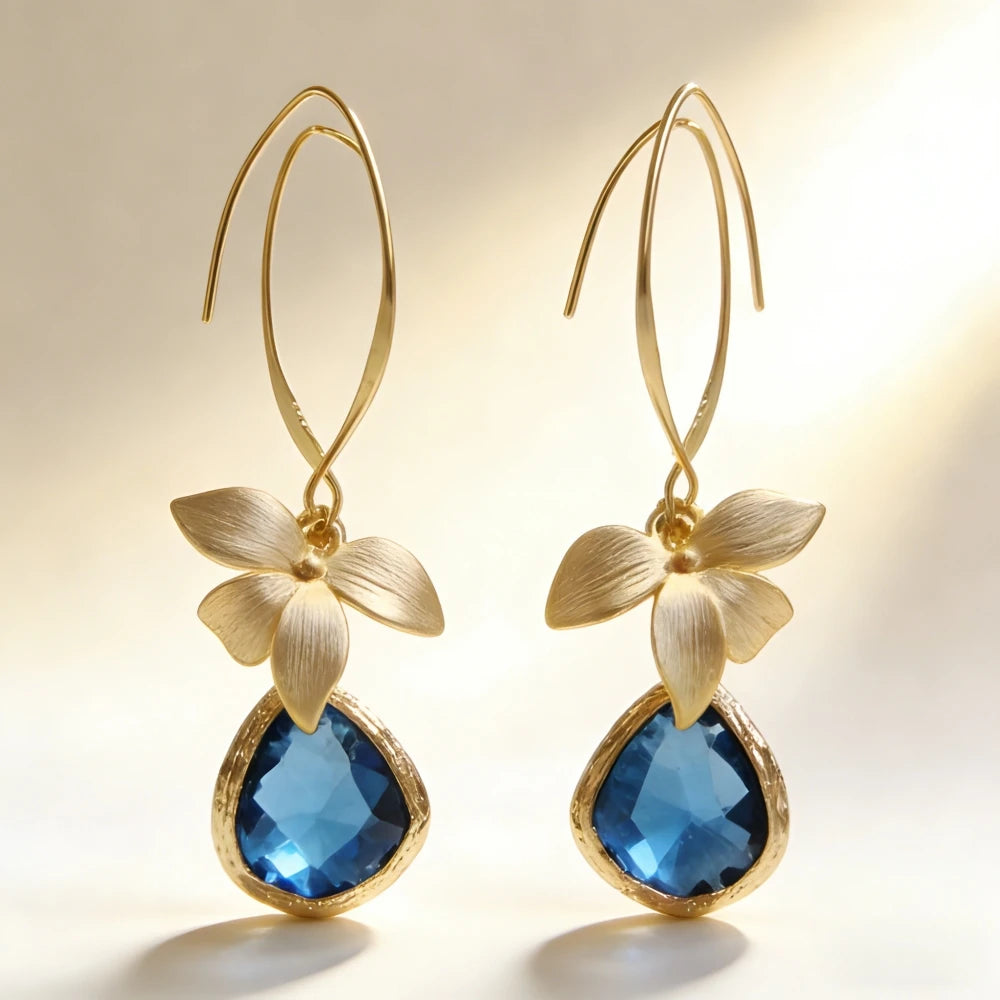 Cobalt Blue Earrings Inlay Dangle Earrings
