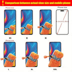 Comparison chart of shoe size on a phone screen with labeled dimensions