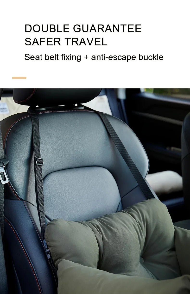Dog Car Seat with Safety Belt – Non-Slip Pet Car Bed for Small Dogs, Washable Travel Carrier with Secure Straps for Safe Car