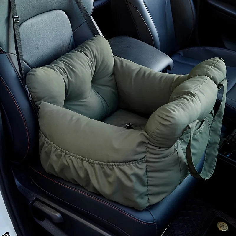 Dog Car Seat with Safety Belt – Non-Slip Pet Car Bed for Small Dogs, Washable Travel Carrier with Secure Straps for Safe Car