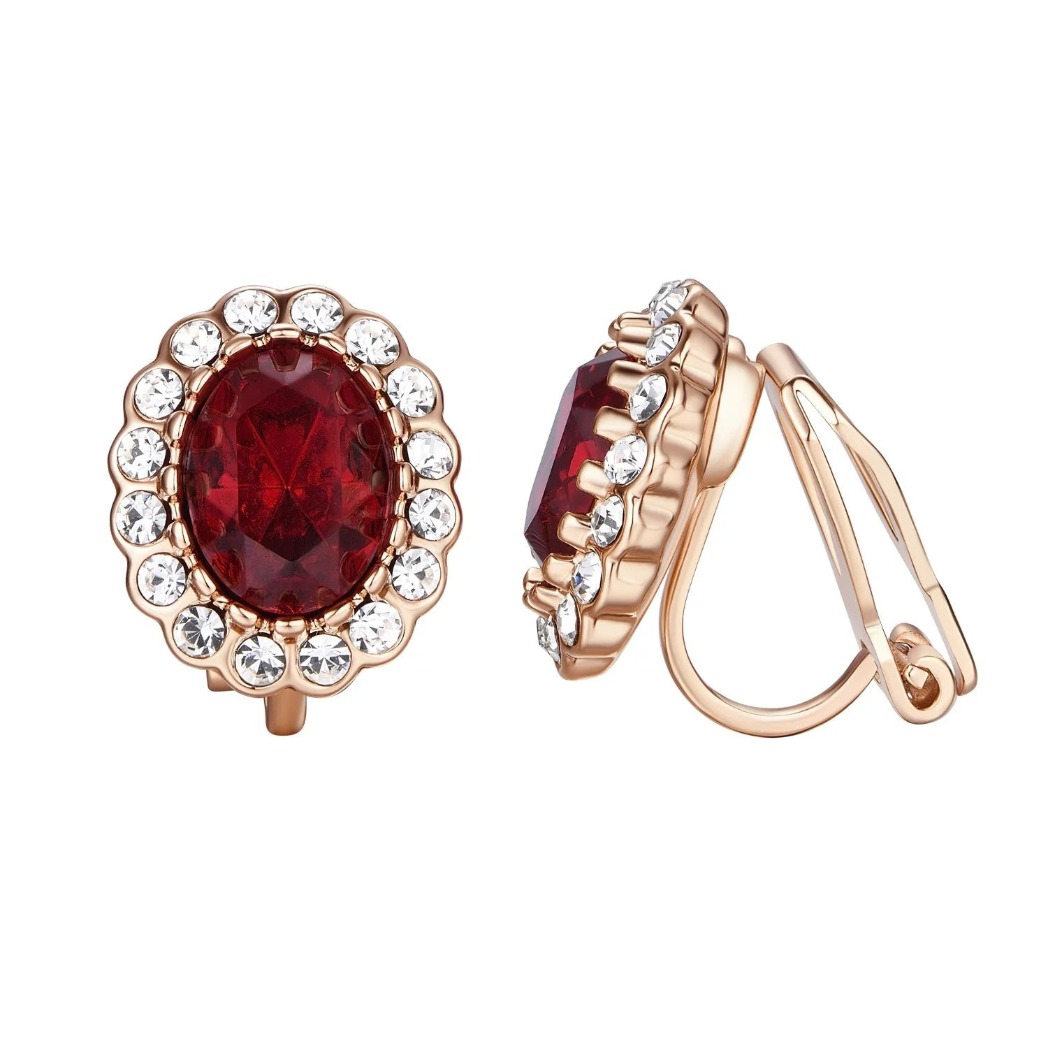 A Pair of Elegant and Sexy Copper Clip-on Earrings, Rose Gold Fashion Jewelry for Women, Non-pierced Earrings