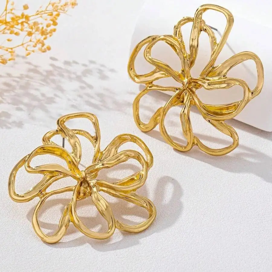 Big Flower Stud Earrings Bohemian Chic Jewelry
