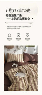 Text on a white background with a bed and pillows in the foreground