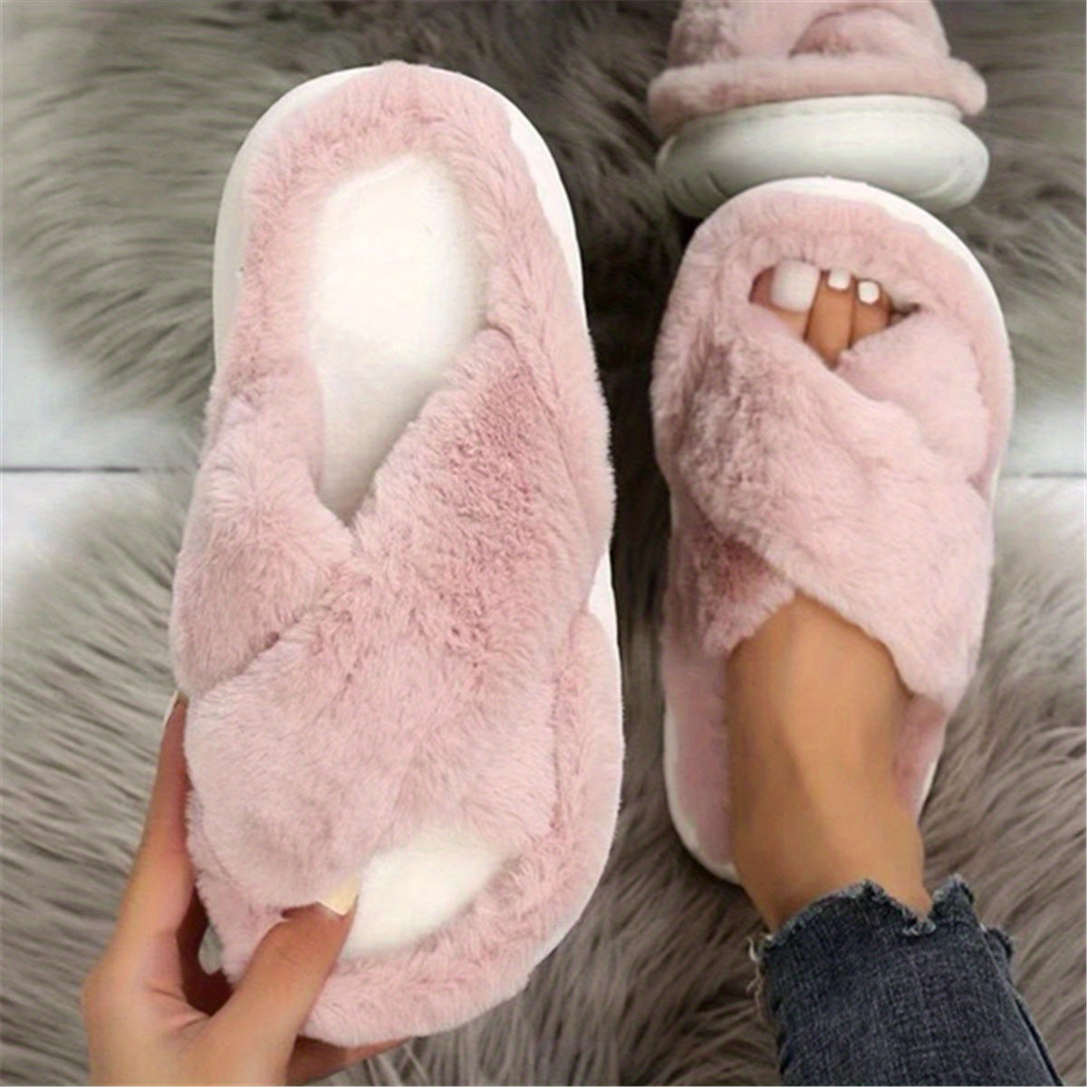 Women's Platform Fuzzy House Slippers
