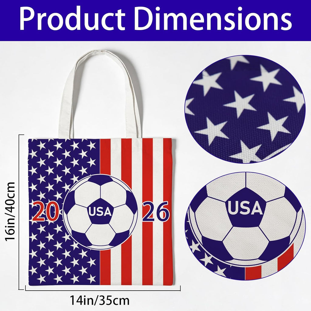 World Cup USA Flag Soccer Canvas Beach Tote 
