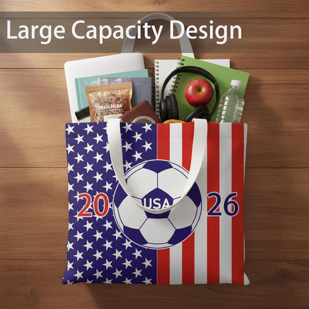 World Cup USA Flag Soccer Canvas Beach Tote 