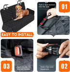 Premium Dog Car Seat Cover – Waterproof Non-Slip Back Bench Protector with Middle Armrest Fit for Most Cars, Trucks & SUVs, Black