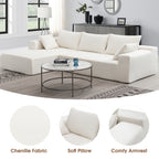 Williamspace 109" Modular Sectional Sofa, L Shaped Modern Couch Upholstered Sleeper Sofa Minimalist Style Couch Living Room Sofa Set for Living Room, White