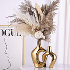 Gold Hollow Ceramic Vases Set of 2 - Modern Nordic Boho Ins Style Decor Vases...