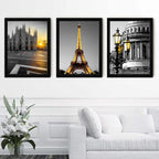 Framed Paris Wall Art Set of 3-12 X 16 Inch Black White Eiffel Tower Pictures for Bedroom & Living Room Decor | Modern Trendy Parisian Themed Wall Decor