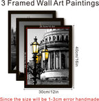Framed Paris Wall Art Set of 3-12 X 16 Inch Black White Eiffel Tower Pictures for Bedroom & Living Room Decor | Modern Trendy Parisian Themed Wall Decor