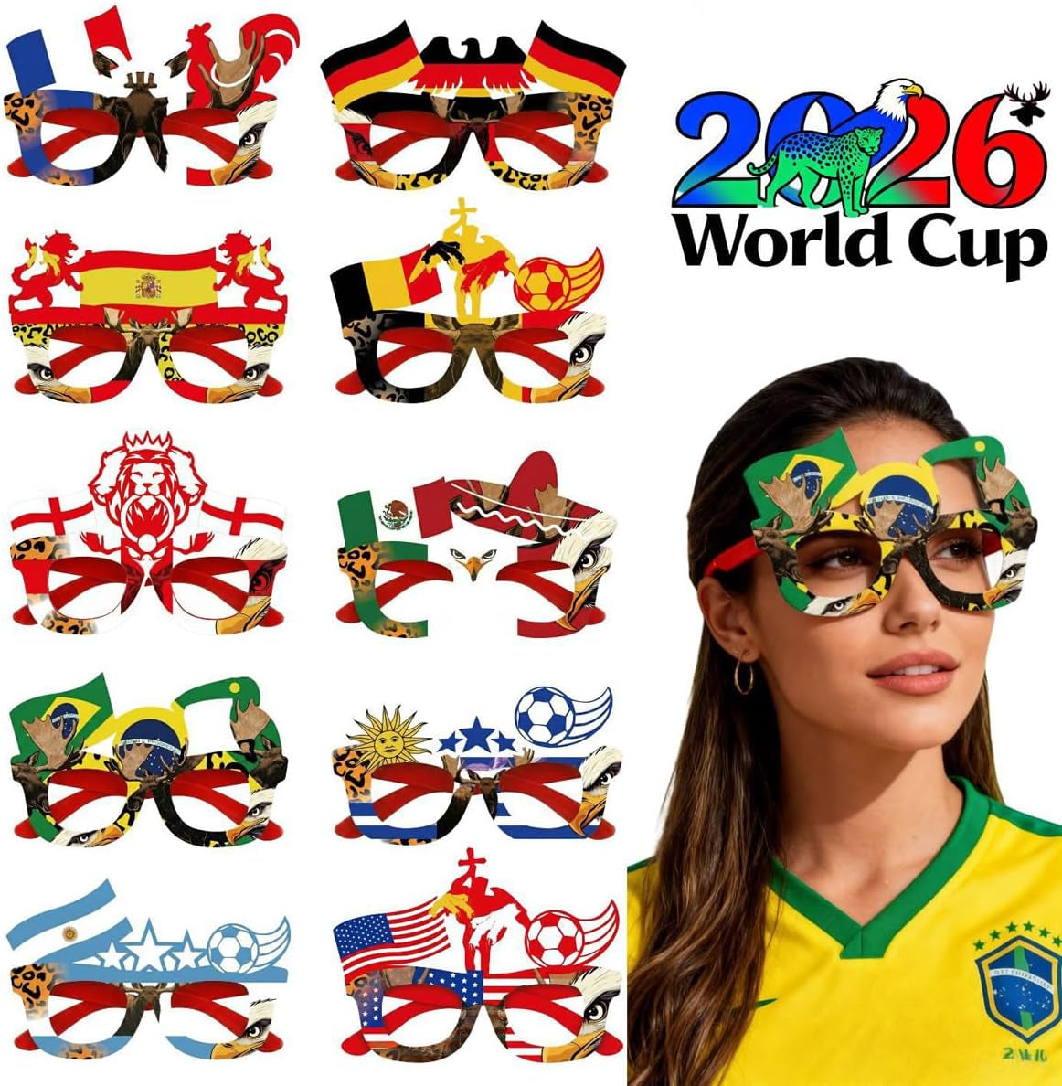 2Pcs 2026 World Cup US Glasses