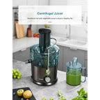 Juicer Machines FOHERE, Max 1200W Centrifugal Juicer Extractor with 3-Inch Wide Feed Chute & Anti-Drip for Fruit and Vegetable, Stainless Steel, 800W