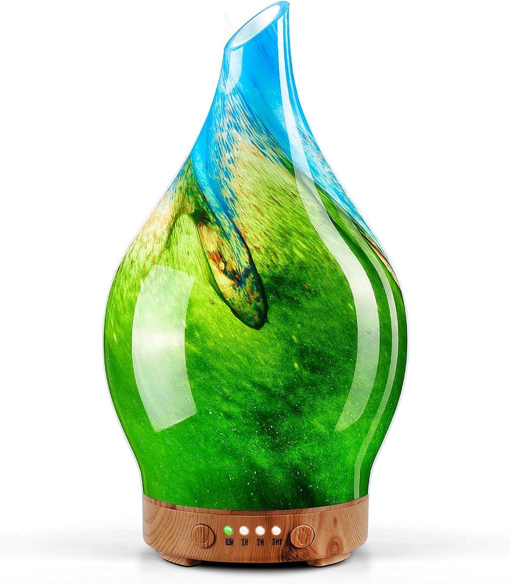 Porseme Oil Diffuser 3D Glass Aromatherapy Ultrasonic Humidifier, Air Refresh Auto Shut-Off, Timer Setting, BPA Free for Home Hotel Yoga Leisure SPA Gift 150Ml Last 6H