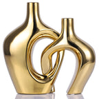 Gold Hollow Ceramic Vases Set of 2 - Modern Nordic Boho Ins Style Decor Vases...