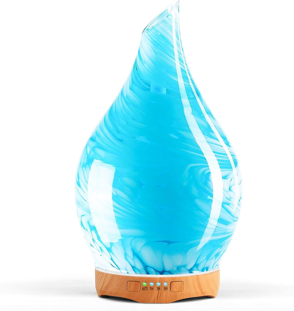 Porseme Oil Diffuser 3D Glass Aromatherapy Ultrasonic Humidifier, Air Refresh Auto Shut-Off, Timer Setting, BPA Free for Home Hotel Yoga Leisure SPA Gift 150Ml Last 6H