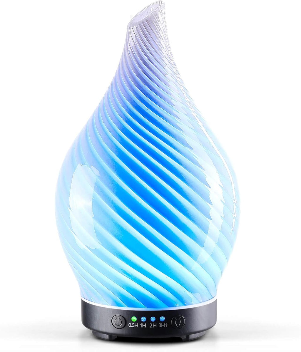 Porseme Oil Diffuser 3D Glass Aromatherapy Ultrasonic Humidifier, Air Refresh Auto Shut-Off, Timer Setting, BPA Free for Home Hotel Yoga Leisure SPA Gift 150Ml Last 6H