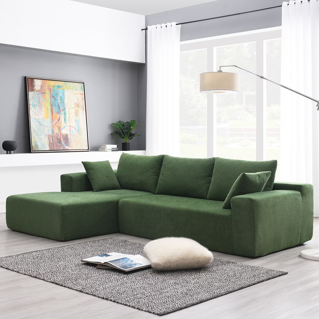Williamspace 109" Modular Sectional Sofa, L Shaped Modern Couch Upholstered Sleeper Sofa Minimalist Style Couch Living Room Sofa Set for Living Room, White