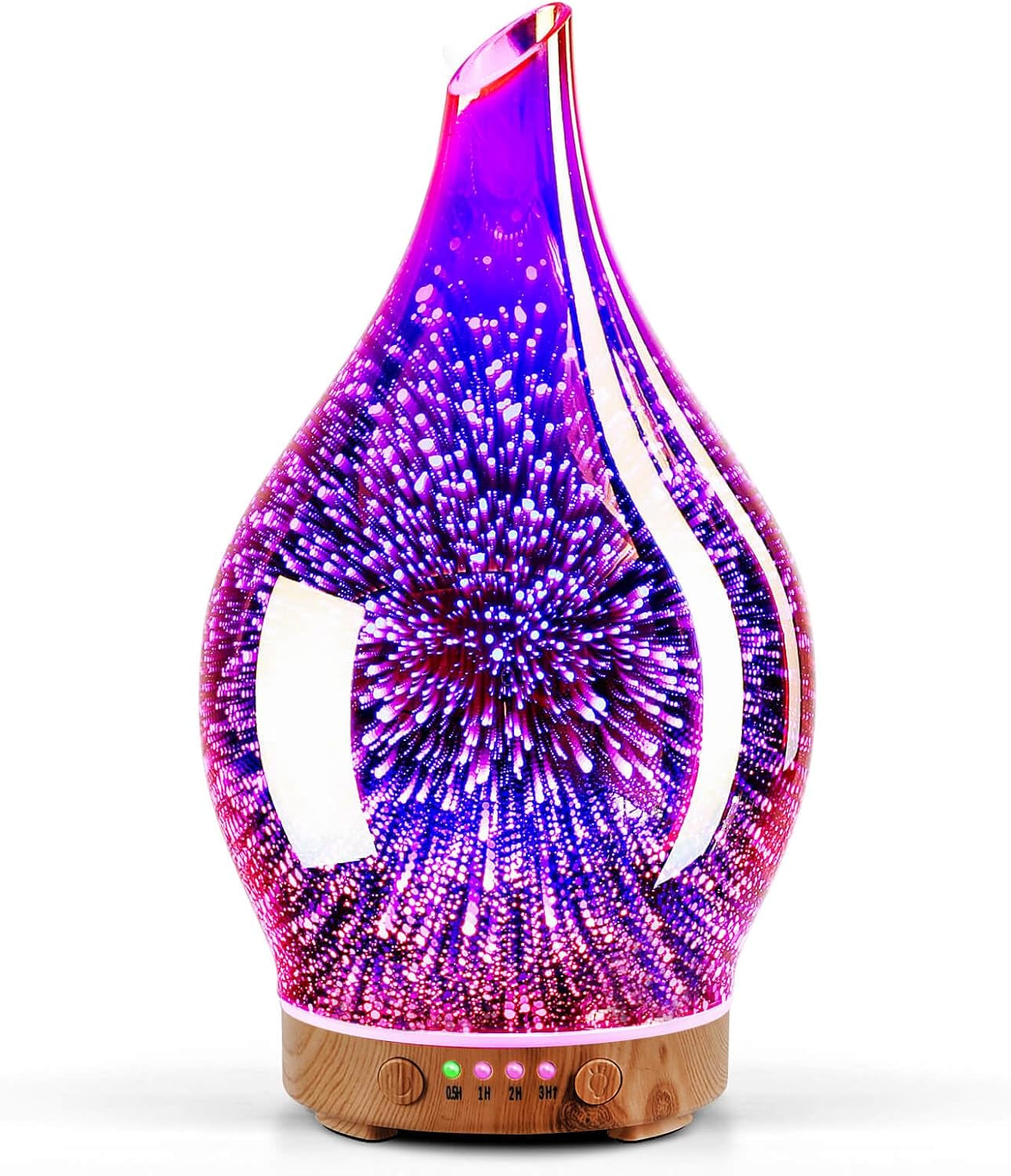 Porseme Oil Diffuser 3D Glass Aromatherapy Ultrasonic Humidifier, Air Refresh Auto Shut-Off, Timer Setting, BPA Free for Home Hotel Yoga Leisure SPA Gift 150Ml Last 6H
