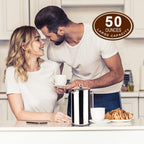 Secura French Press Coffee Maker, 304 Grade Stainless Steel Insulated Coffee Press with 2 Extra Screens, 50Oz (1.5 Litre), Silver