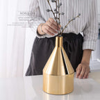 BARMI Gold Tall Vase – Minimalist Ceramic & Metal Luxury Home Décor for Centerpieces, 25.5 cm / 10 Inch