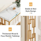 Tribesigns Gold Console Table, Modern 42.5" Sofa Tables Entryway Hallway Foyer Table, White Faux Marble Tabletop Sofa Table